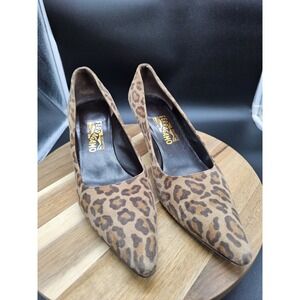 Salvatore Ferragamo Animal Print Pump Suede  Desiderea Pointed Toe Pump Woman 10